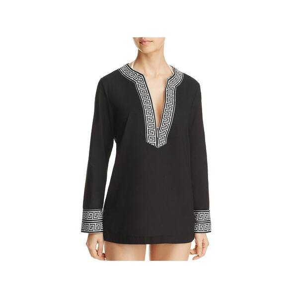 Shop The Macbeth Collection Womens Contrast Trim V Neck Swim Top Cover Up Overstock 22843527
