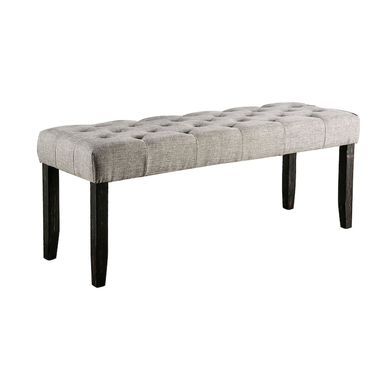 Fabric and Wood Dining Bench