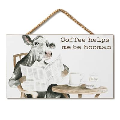 Hooman Hanging Wood Sign 9.5" x 5.75" Made in the USA - Multi
