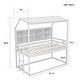 preview thumbnail 12 of 16, Twin House Loft Bunk Bed Kids Bed with Guardrails Semi-enclosed Roof Bedside Shelves and Ladder, Grey