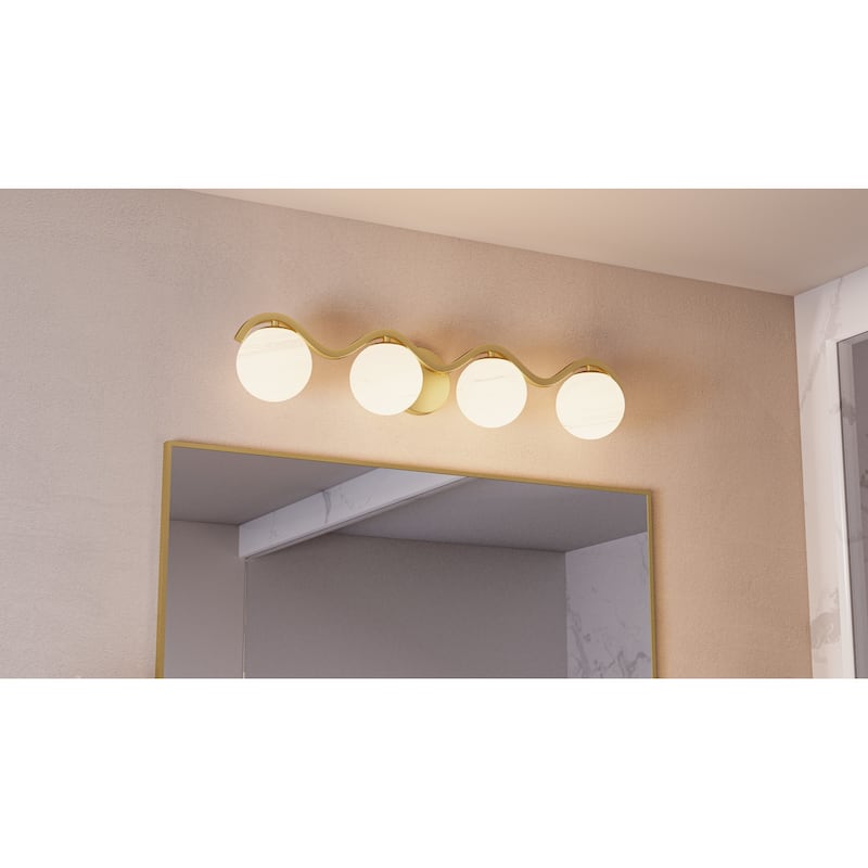 Spherical 4-Light Aged Brass Bath Light