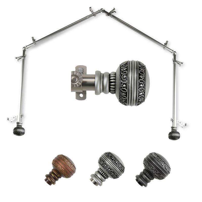 Adjustable Curtain Rods 20-72 Inch, Satin Nickel Hardware Set, Modern Finials, Easy Install - M