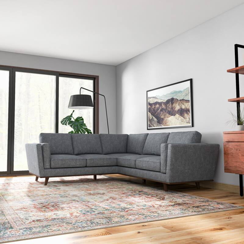 Elisa Mid Century Pillow Back Symmetrical Corner Sofa