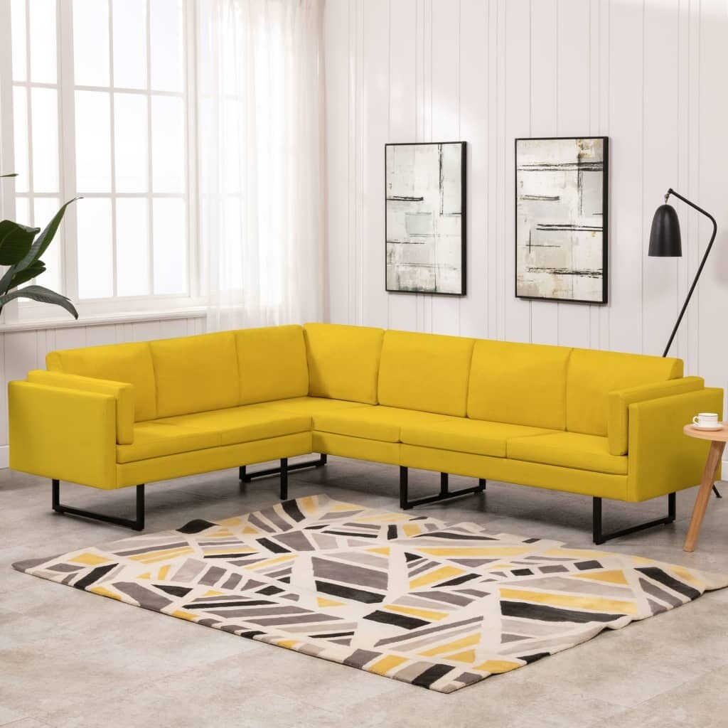 Global Pronex Corner Sofa Yellow Fabric