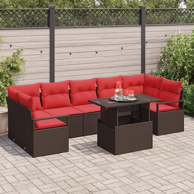 vidaXL 8 Piece Garden Sofa Set with Cushions - 113.8×48×27.2