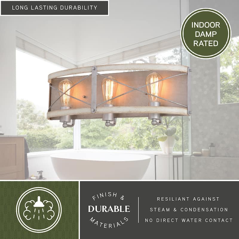 Dale 3 Light Gray Farmhouse Bathroom Vanity Fixture - 23-in W x 7.5-in H x 6-in D