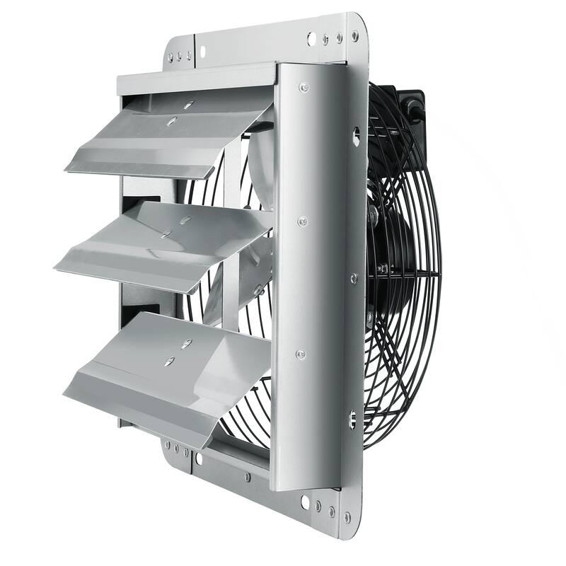 12" Shutter Exhaust Fan, High-speed 1000 CFM, Aluminum Wall Mount Attic Fan with AC-motor, Ventilation and Cooling