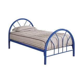 Casually Modish Twin Size Metal Bed, Blue