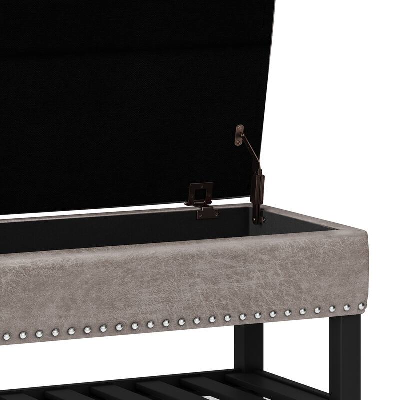 Modern Storage Ottoman Bench for Living Room - Gray