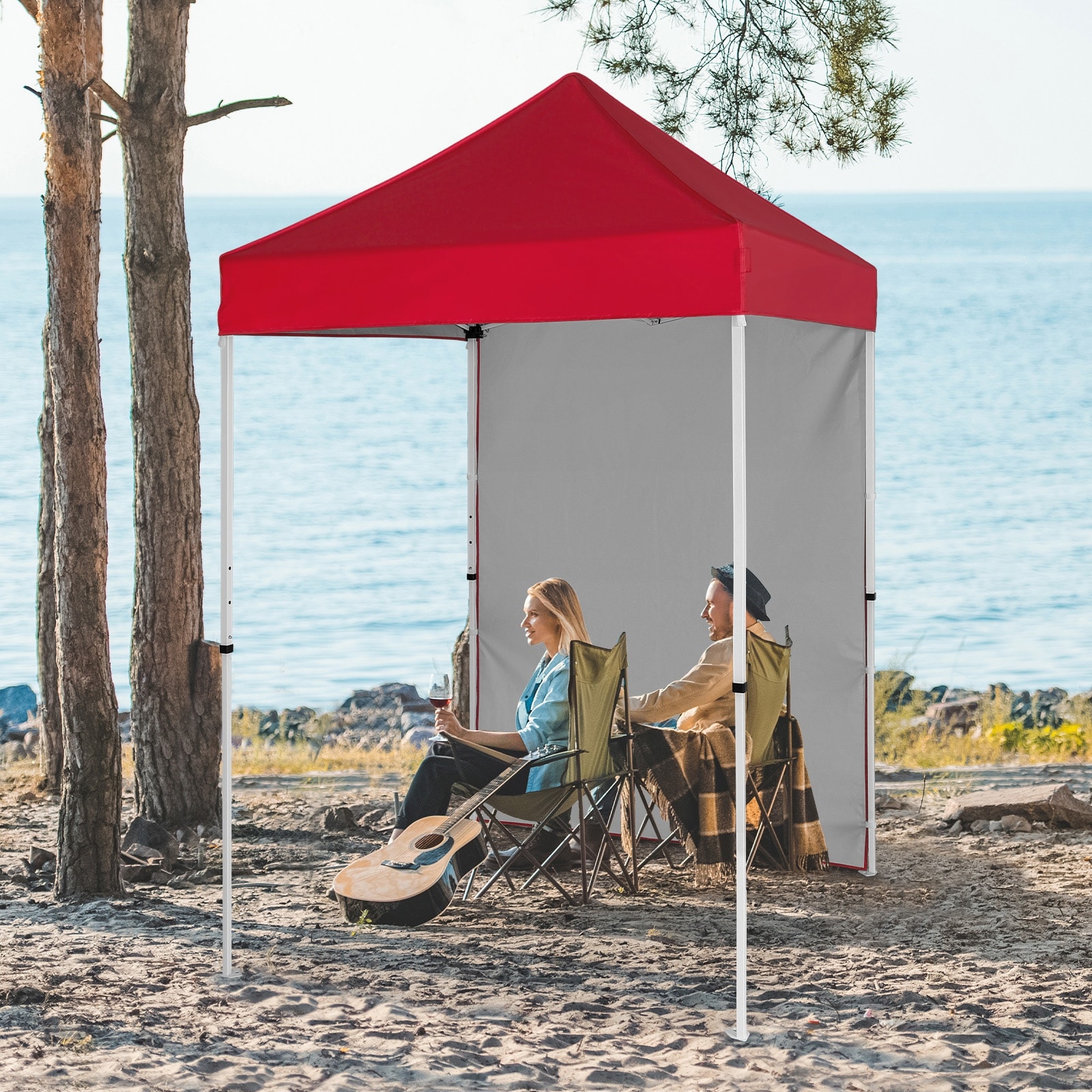 Portable shade tent outlet