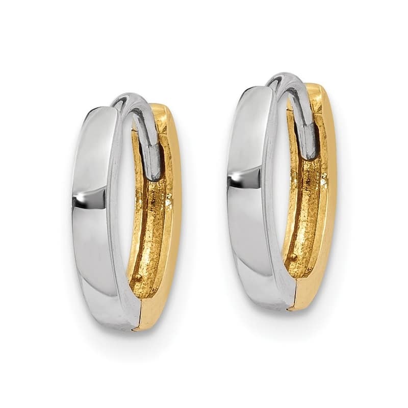 Curata 10k Two Tone Gold Hinged Hoop Earrings - 7x2mm