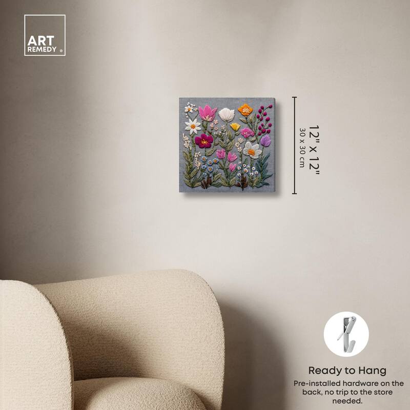 Fabric Flora Canvas by Art Remedy, Gallery Wrapped
