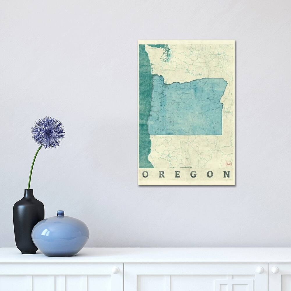 iCanvas "Oregon Map" by Hubert Roguski Canvas Print