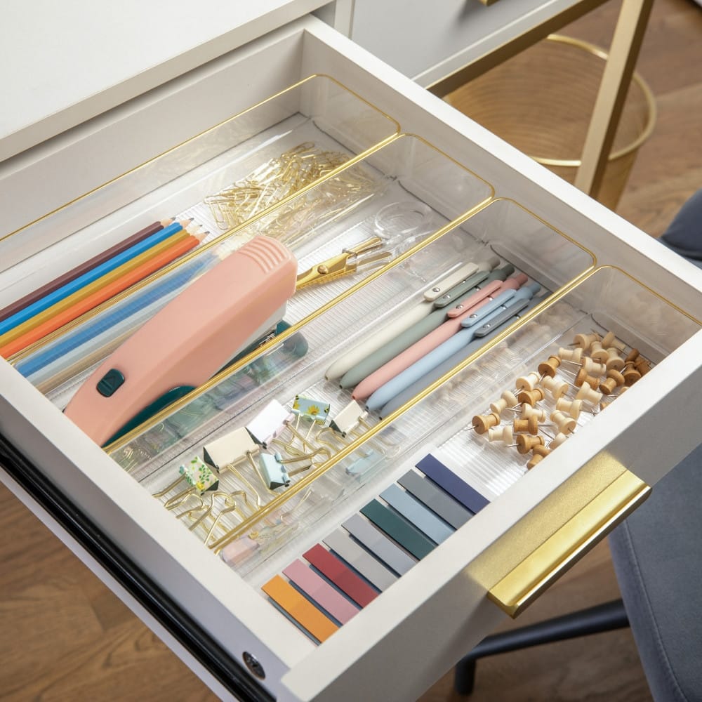 Martha Stewart Set of 8 Plastic Stacking Desk Drawer Organizers - 9 x 3