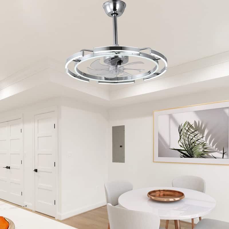 Oaks Aura DeClue 24in. 6 DIY-Shape Smart Ceiling Fan with Light,Cyberpunk Futuristic 6-Speed Quiet Ceiling Fan w/ Remote