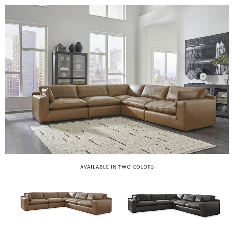 Signature Design by Ashley Emilia Medium Brown 5-Piece Sectional - 132"W x 132"D x 36"H