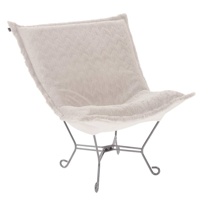 Allan Andrews Scroll Puff Chair with Titanium Frame, Angora Collection