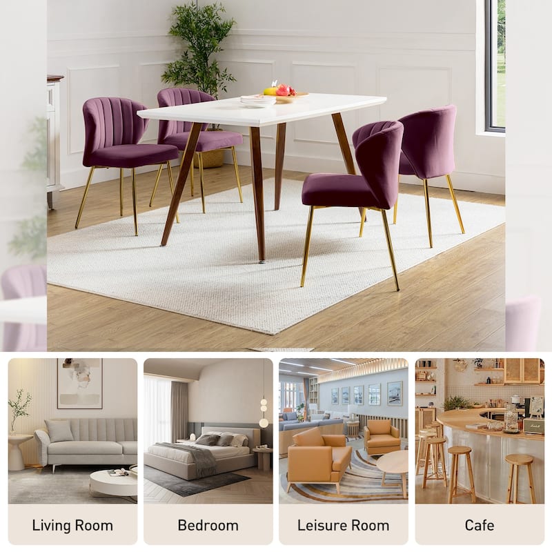 Barbara Side Chair with Metal Base Set of 4 by HULALA HOME - PURPLE
