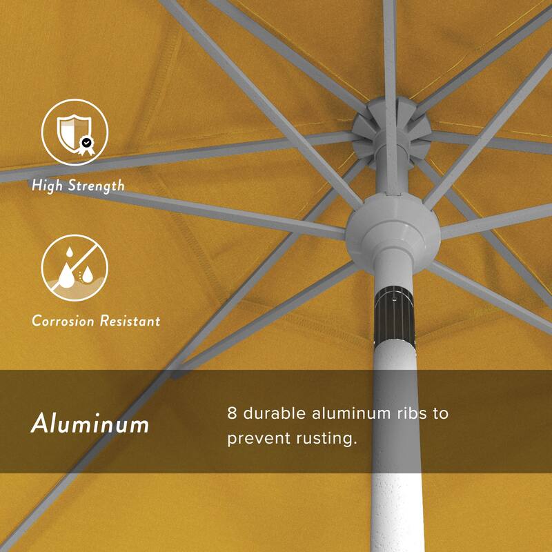 California Umbrella 9' Rd Golden State Series Patio Umbrella White Aluminum Frame Crank Lift Collar Tilt Olefin Royal Blue