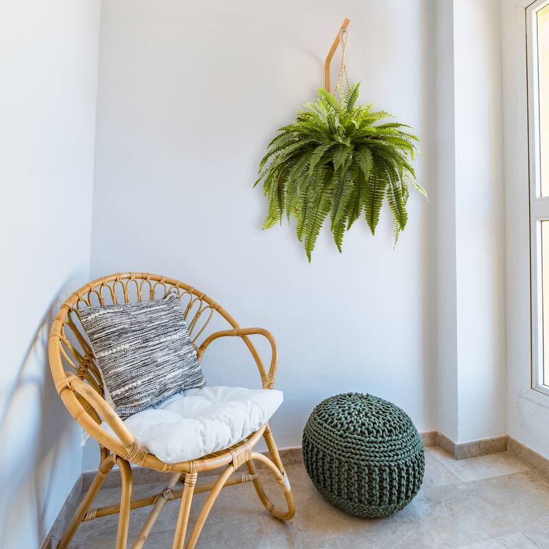 Large Hanging Fern Basket - 36" Decorative Plant Display for Home Office - Elegant Greenery Decor