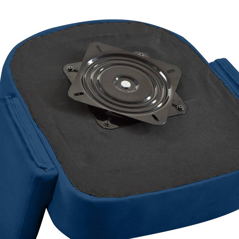 Navy Modern 27.5" Upholstered 360° Swivel Barrel Chair with Open Backrest and Solid Wood Frame