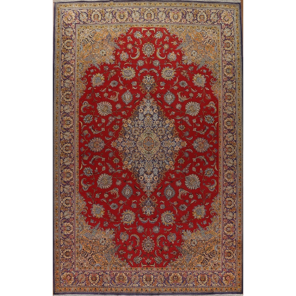 Traditional Floral Shahreza Persian Area Rug Hand-knotted Wool Carpet - 10'4" x 13'10"