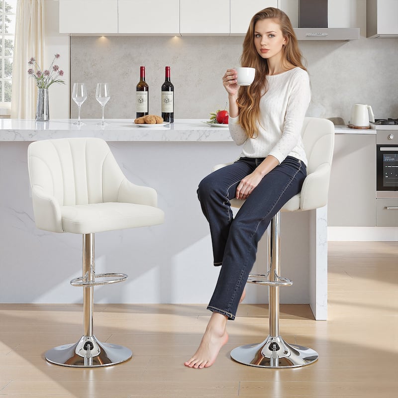 VECELO Adjustable Swivel Modern Bar Stool with Back Barstools Set of 2/ Barstools Set of 4