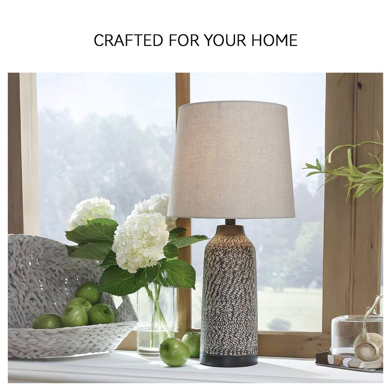 Signature Design by Ashley Lanson Antique Bronze Metal Table Lamp (Set of 2) - 12"W x 12"D x 24"H