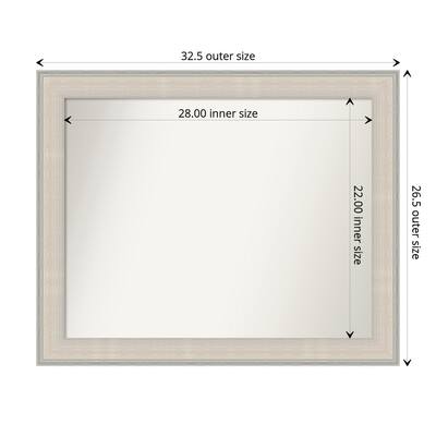 Cottage White Silver Non-Beveled Wood Framed Bathroom Vanity Wall Mirror - Cottage White Silver