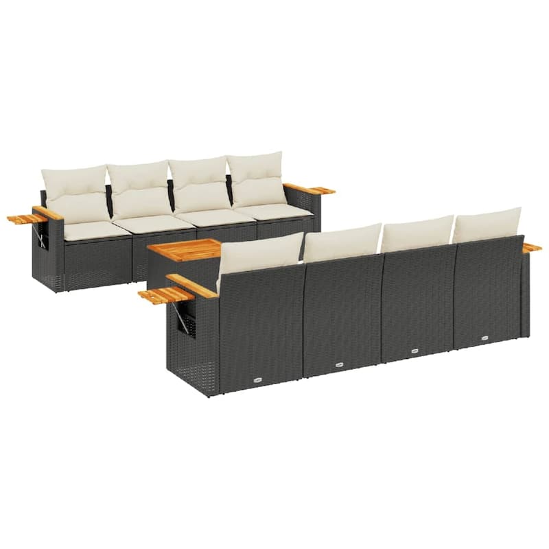 vidaXL Garden Sofa Set Black PE rattan 92.1 inches wide - 21.7 x 21.7 x 14.6 in