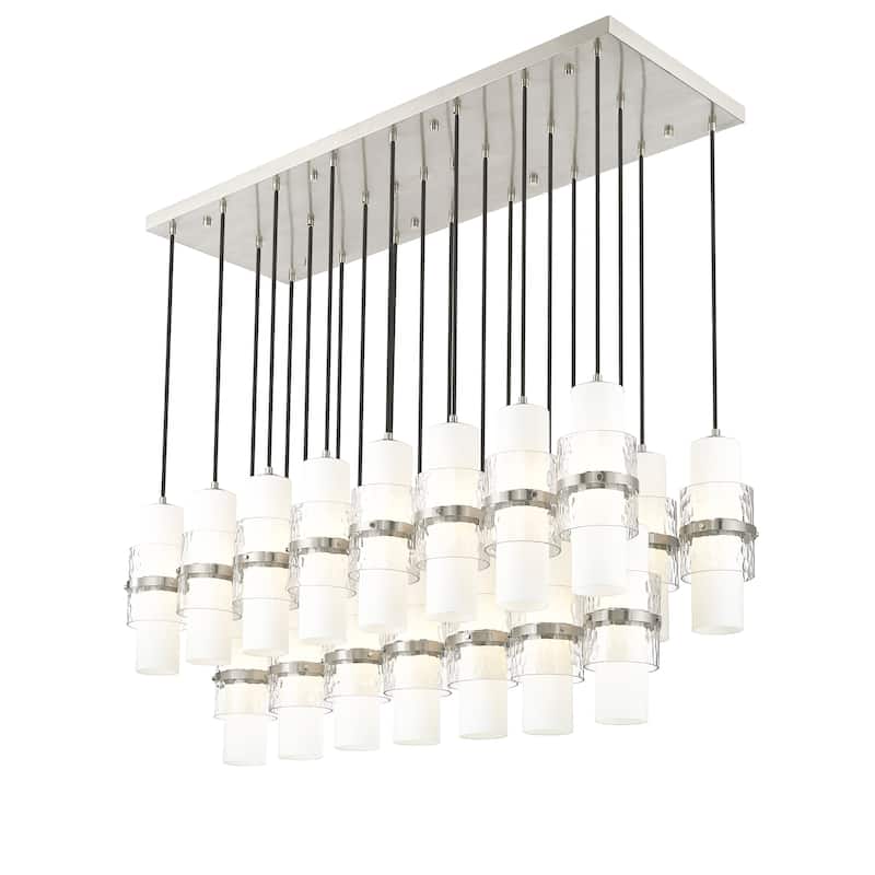 Cayden 23 Light Linear Chandelier in Brushed Nickel - Brushed Nickel