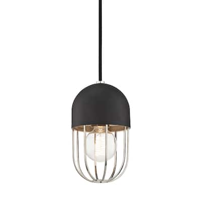 Mitzi by Hudson Valley Haley 1-light Polished Nickel Pendant with Black Accents