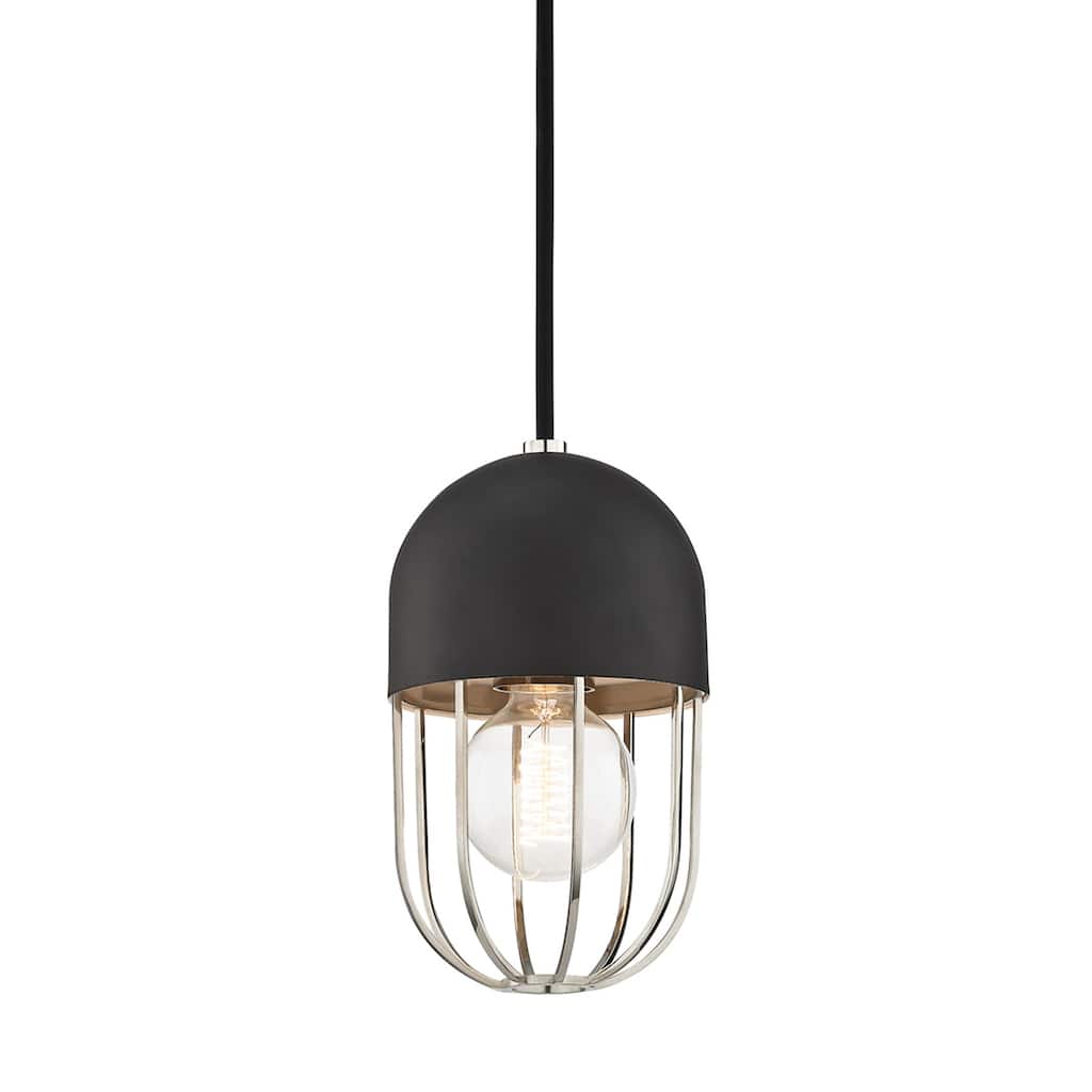 Mitzi by Hudson Valley Haley 1-light Polished Nickel Pendant with Black Accents