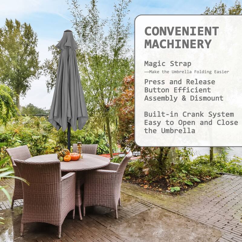 Autlaycil 7.5FT Solar Patio Umbrella with Base and Tilt,Crank