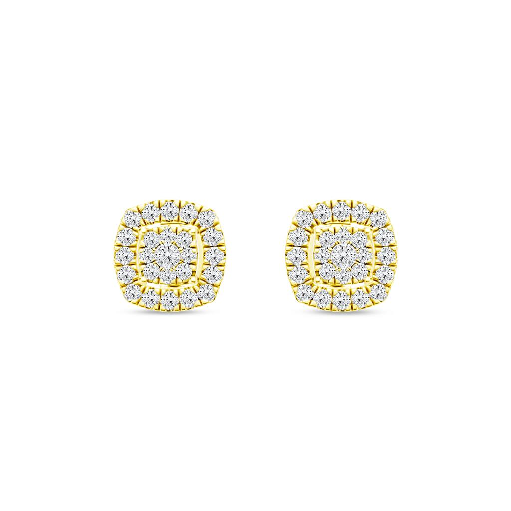 1/4ct TDW Diamond Halo Cluster Stud Earrings in 10K Yellow Gold for Women