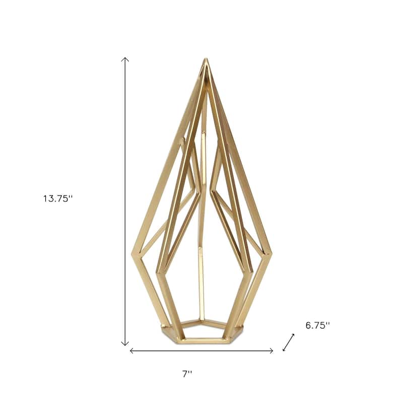 HomeRoots 14" Gold Metal Open Geometric Tabletop Sculpture - 7.00 in. x 13.75 in. x 6.75 in.