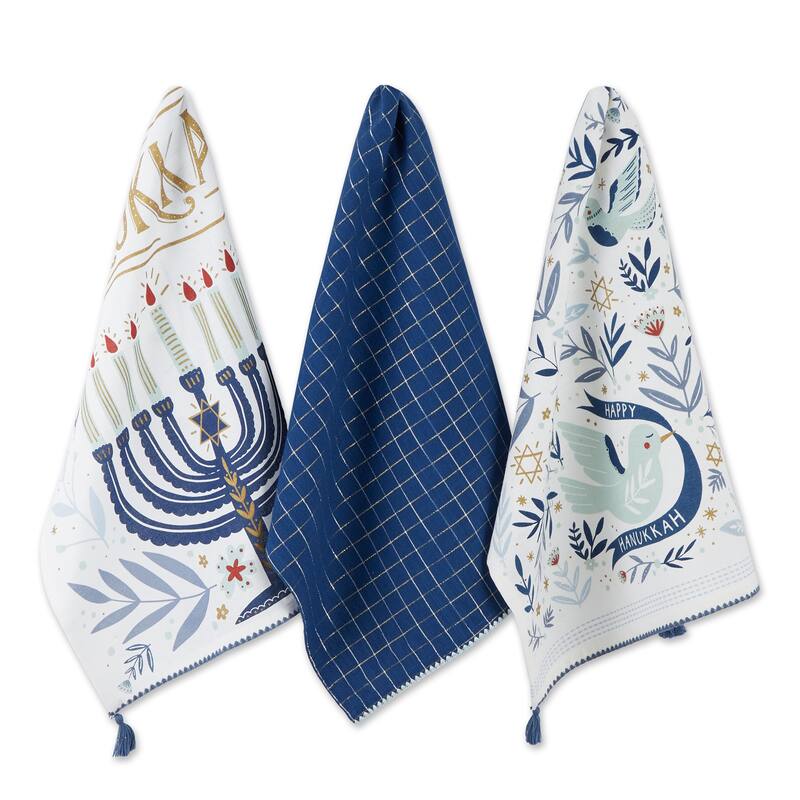 DII Asst Hanukkah Dishtowel (Set Of 3) - Happy Hanukkah