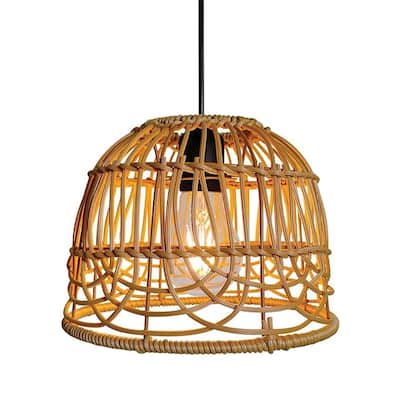 Handmade chandelier light brown pendant light bamboo rattan, polyvinyl chloride patio light