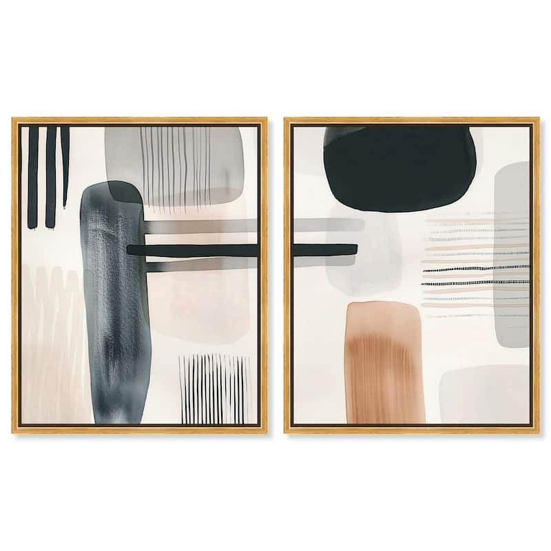 Softened Dimensions Canvas Set of 2 by Art Remedy - 30" x 36" - Gold