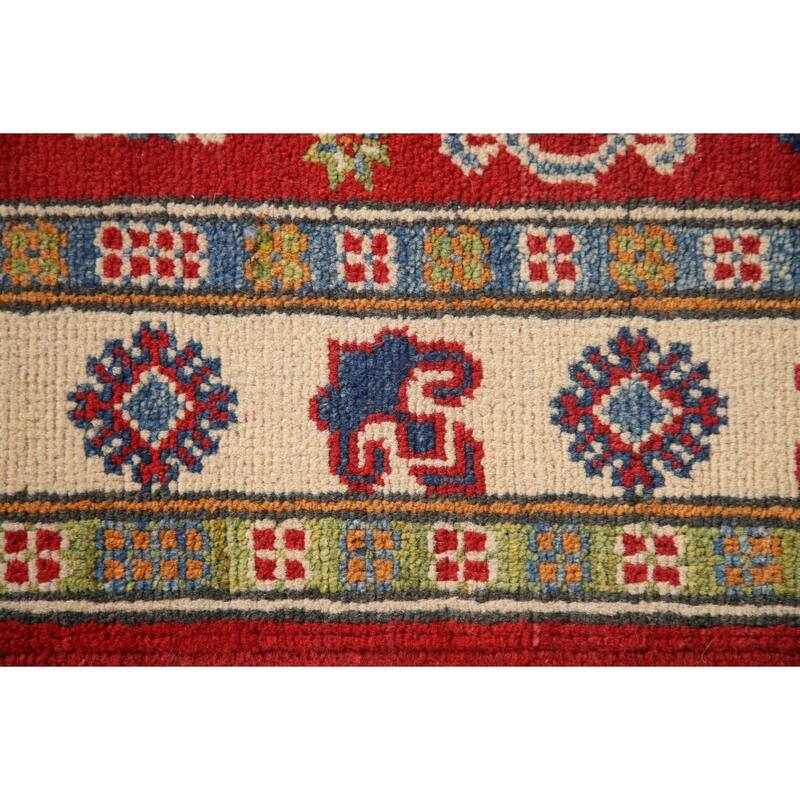Red Traditional Kazak Accent Rug Hand-Knotted Wool Carpet - 2'9" x 4'1"