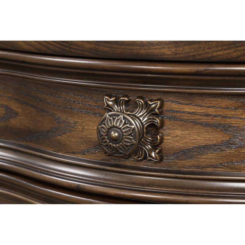 Traditional Nightstand with USB Port - Dark Brown Finish & Extended Corbels