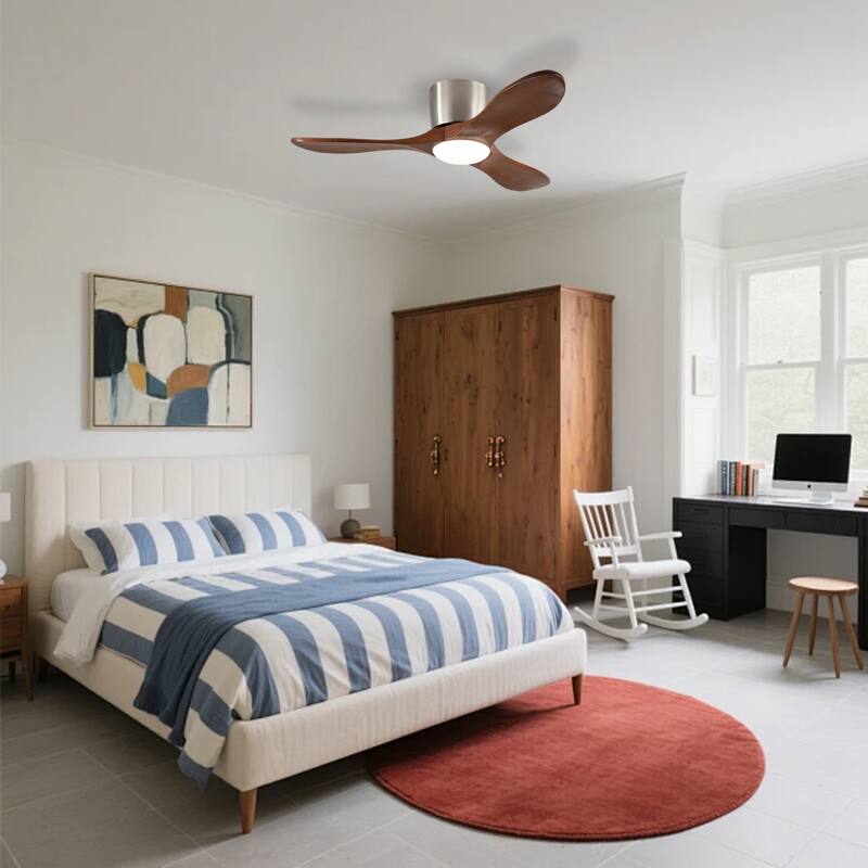 42-inch Ceiling Fan with Light, 3 Light Wood Blades, Remote Control, Reversible DC Motor for Living Room
