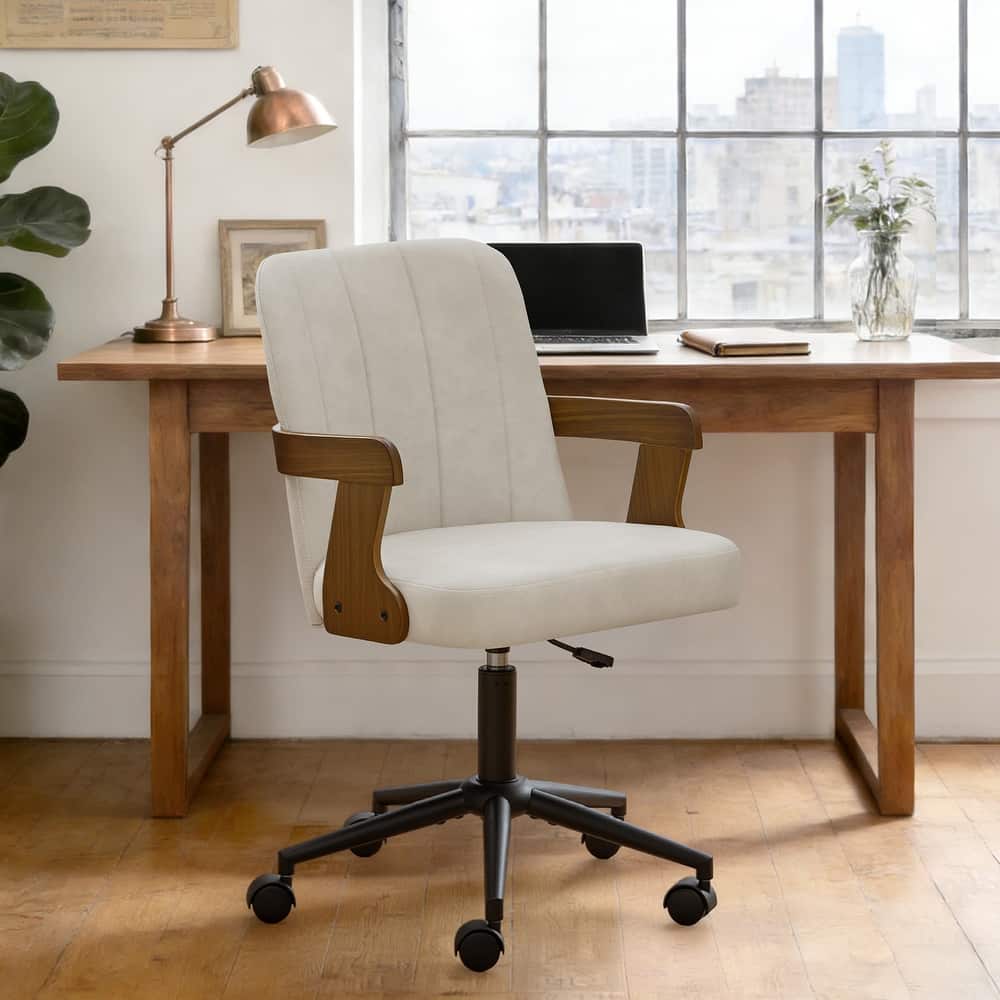 Swivel Home Office Chair Adjustable Height Desk Chair with Wheels and Armrests - 32.7"-36.6"H x 19.9"W x 22.8"D