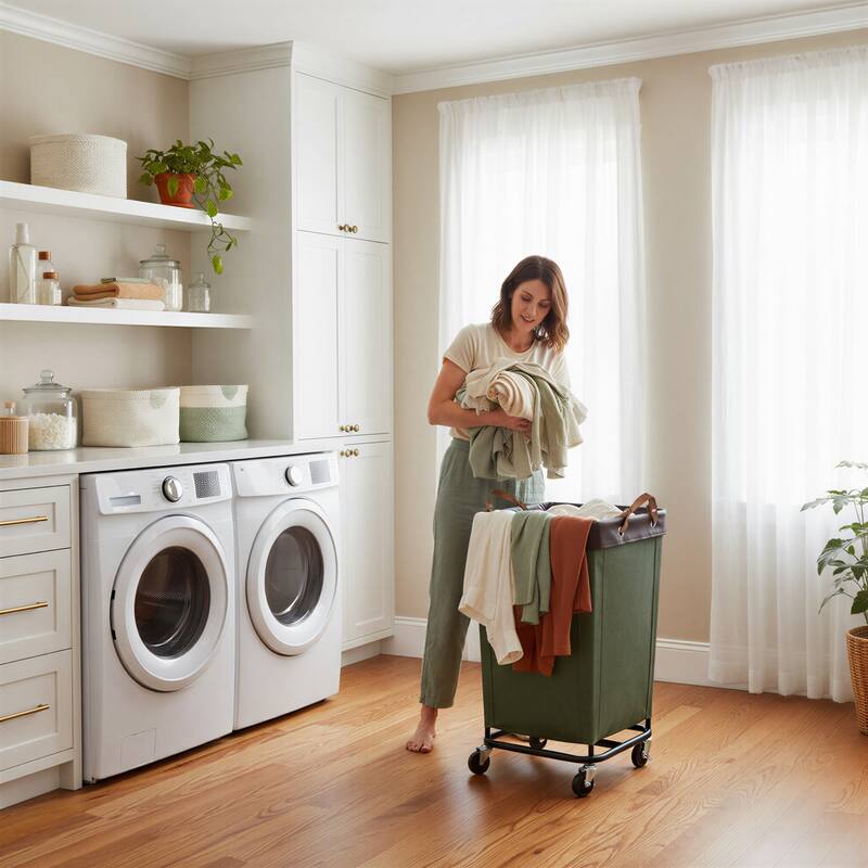 160L Laundry Hamper With Wheels, Large Clothes Laundry Basket With Steel Frame for Home, Closet, Dorm, Bathroom, Laundry Room