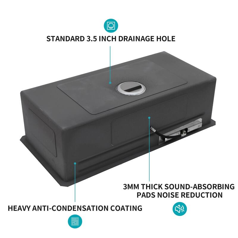 33" Undermount 16 Gauge Single Bowl Stainless Steel Kitchen Sink - 33'' x 16.72'' x 10''