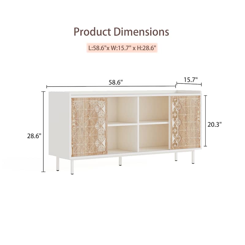 Mid-Century Storage Sideboard with Sliding Door