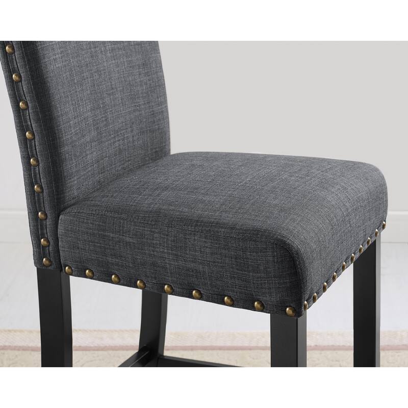 Round Dining Table Set Mid-Century Modern Dining Table Set Counter Height Dining Table and Chair Set with Nailhead Accents