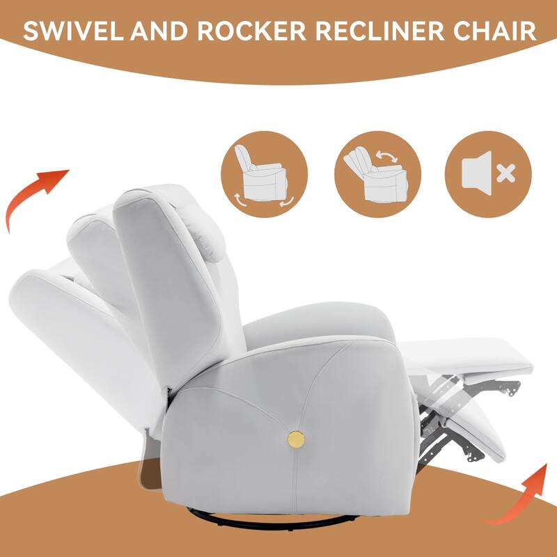 Electric Power Glider Recliner with 270° Swivel, Rocking Motion, Ergonomic Lumbar & Neck Support, Dual USB/Type-C Ports