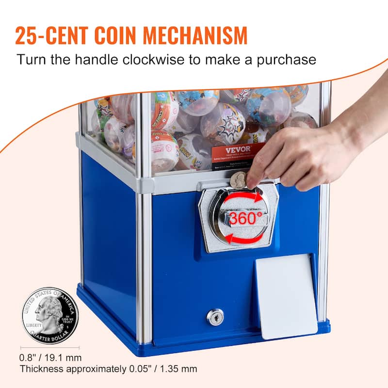 VEVOR Gumball Machine for Kids Home Vending Machine Rectangle Bubble Gum Machine for Game Stores Coin Operated Gumball Bank