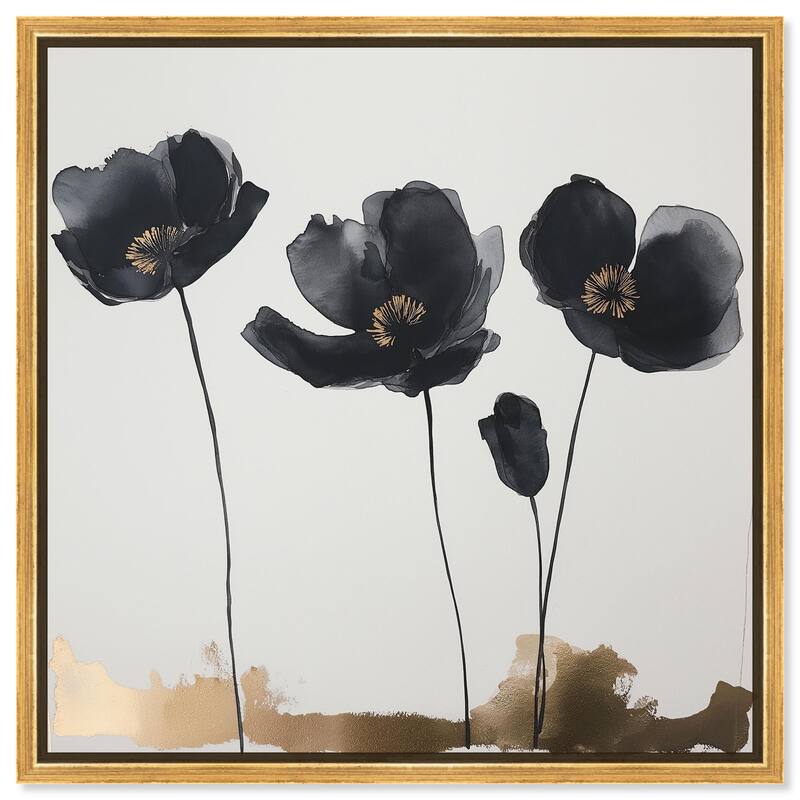 Nocturnal Flowers I Canvas by Art Remedy - Gold - 12" x 12"